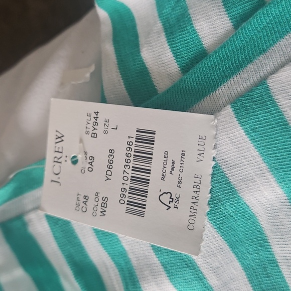 NWT J. Crew Green and White Striped Tank - Picture 4 of 5